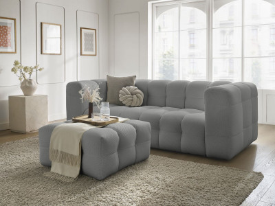 Canapé droit fixe 3 places CLOUD tissu mesh avec pouf