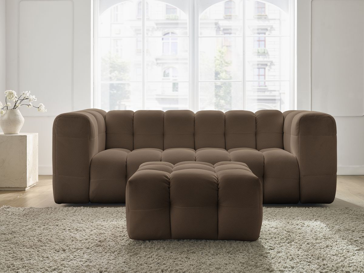Canapé droit 3 places CLOUD mesh avec pouf marron — vue 5