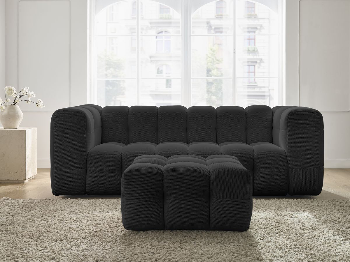 Canapé droit 3 places CLOUD mesh avec pouf noir — vue 5