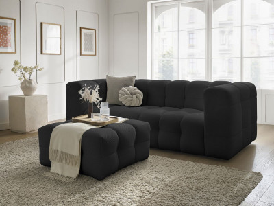 Canapé droit fixe 3 places CLOUD tissu mesh avec pouf