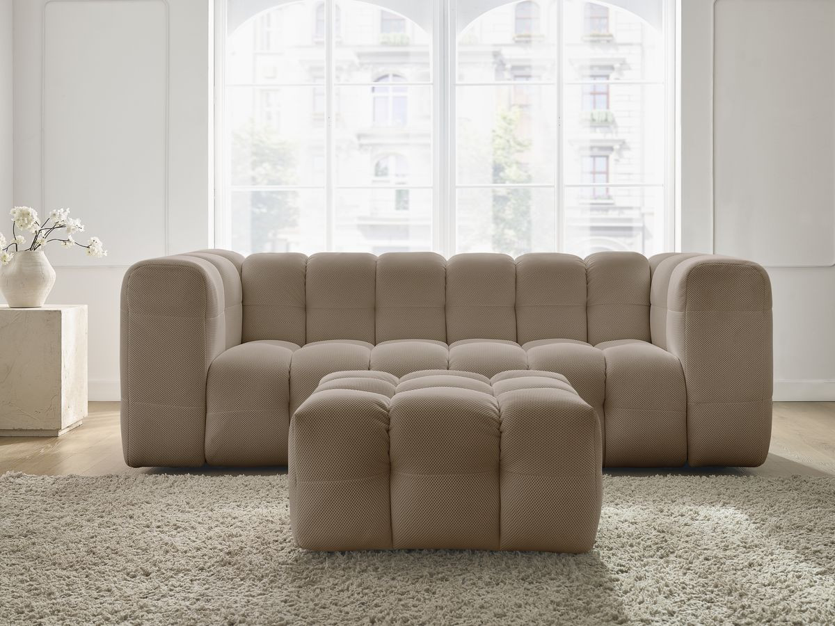 Canapé droit 3 places CLOUD mesh avec pouf taupe — vue 5