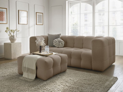 Canapé droit fixe 3 places CLOUD tissu mesh avec pouf