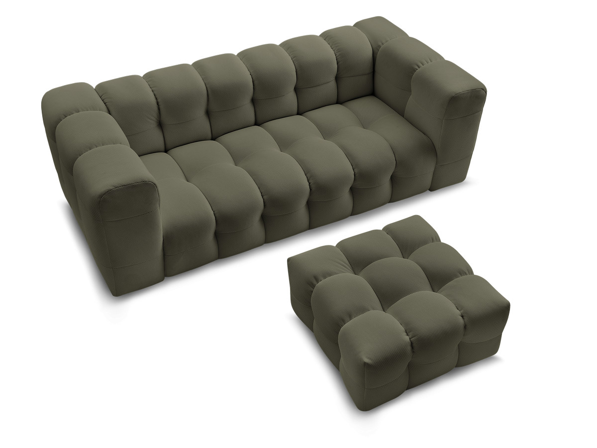 Canapé d'angle fixe EVEREST tissu chiné - Orange - Angle droit - 10 coussins