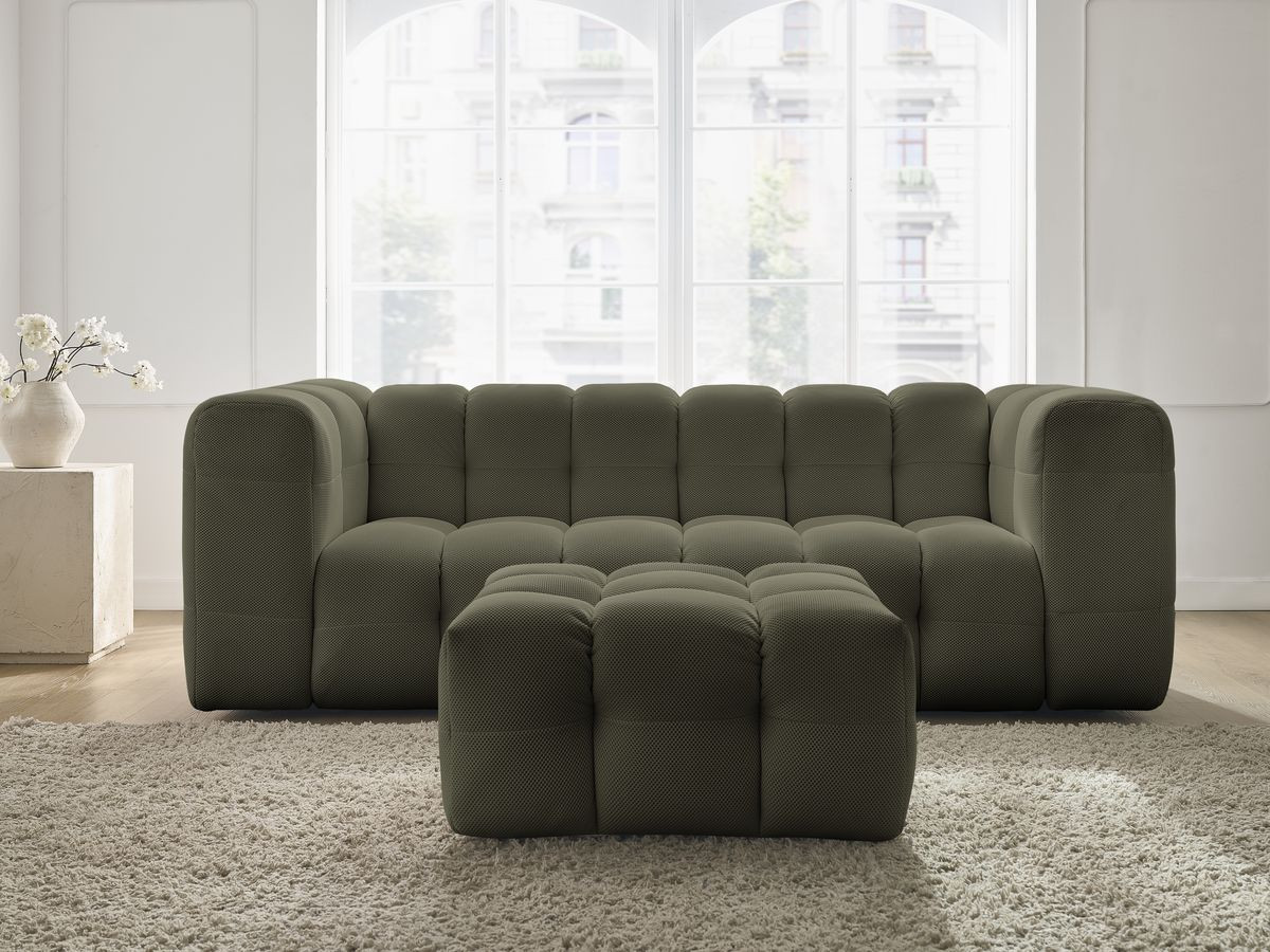 Canapé droit 3 places CLOUD mesh avec pouf vert — vue 5