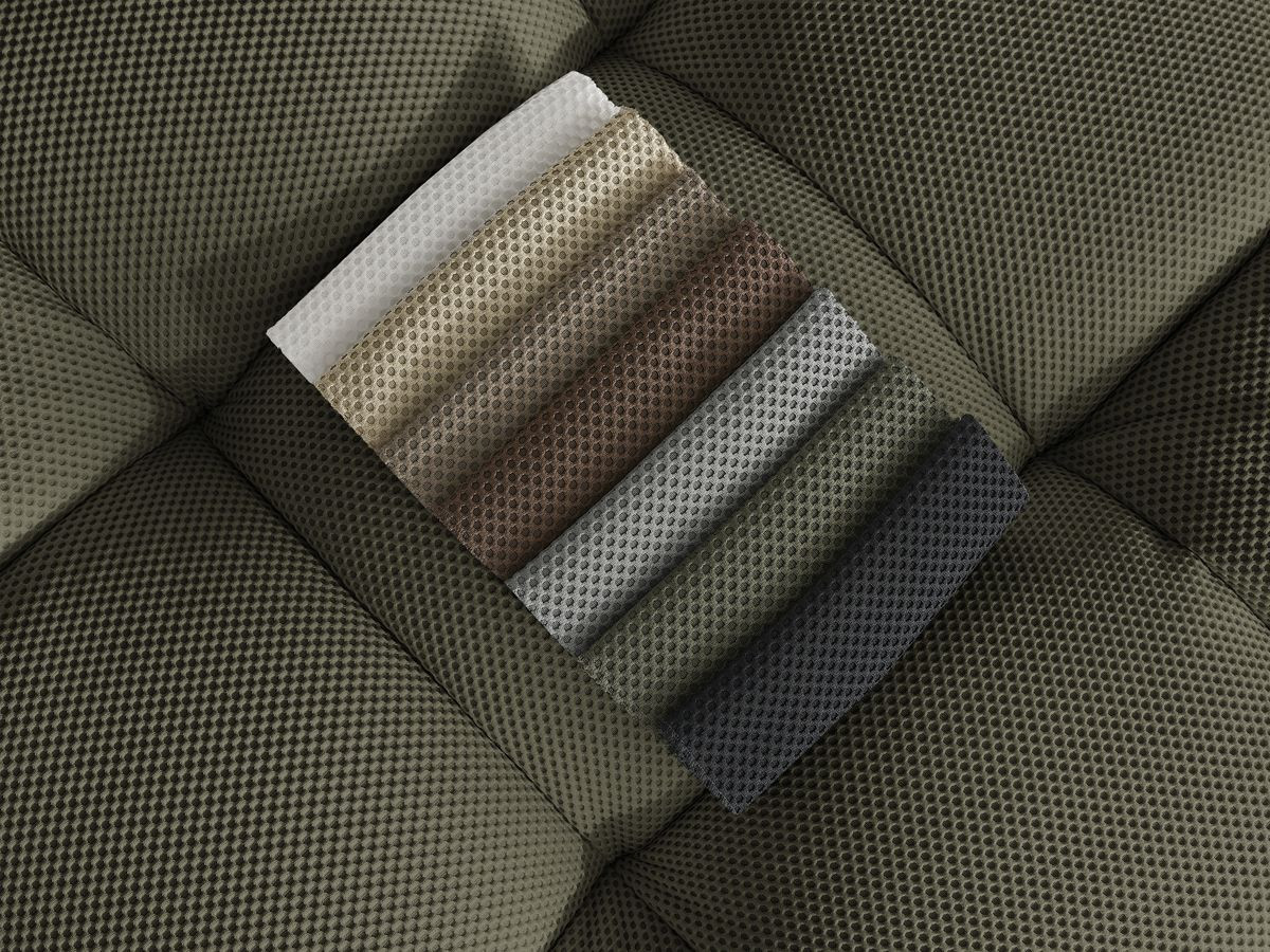 Canapé d'angle fixe EVEREST tissu chiné - Orange - Angle droit - 10 coussins
