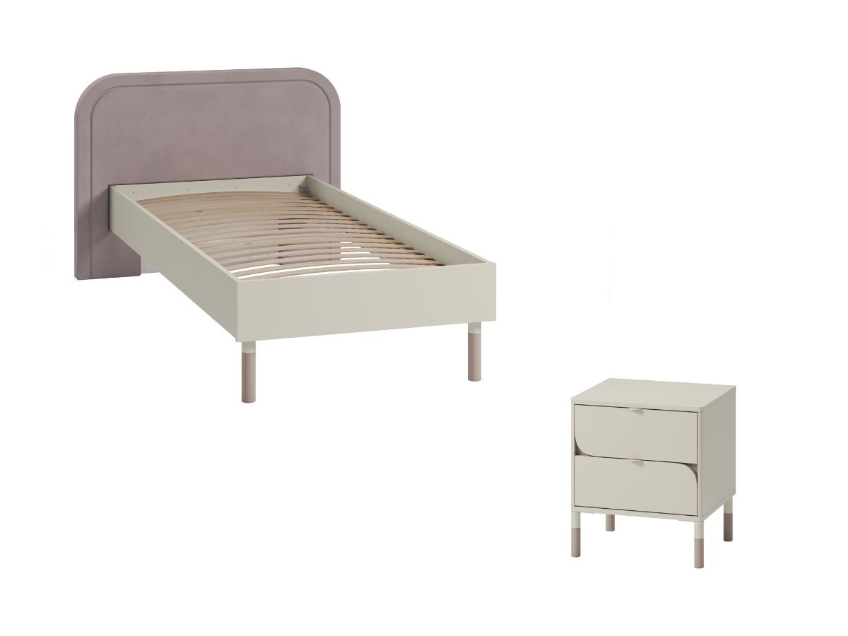 BOREO kinderbedset met nachtkastje met 2 laden