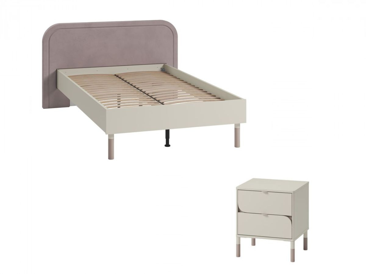 Ensemble BOREO lit enfant 120 x 200 cm avec chevet 2 tiroirs