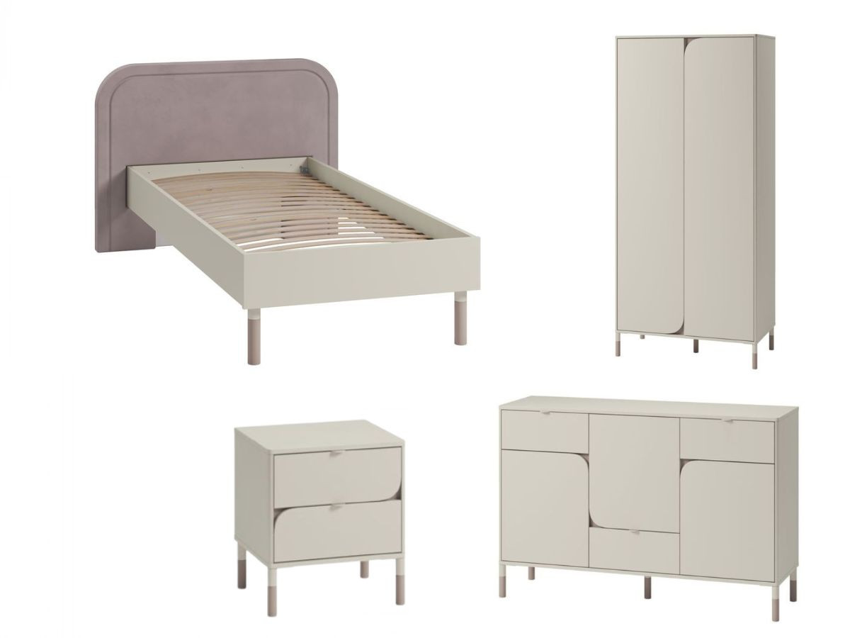 BOREO kinderbedset met ladekast + kledingkast + nachtkastje
