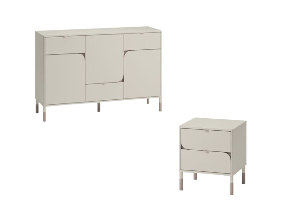 BOREO set met ladekast 130 cm en nachtkastje met 2 laden