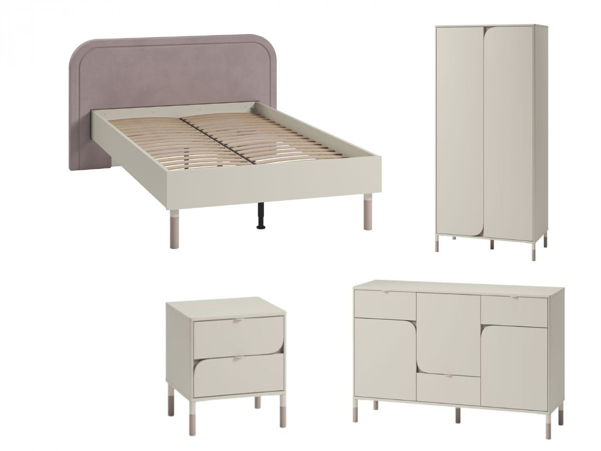 BOREO kinderbedset 120 x 200 cm met ladekast + kledingkast + nachtkastje