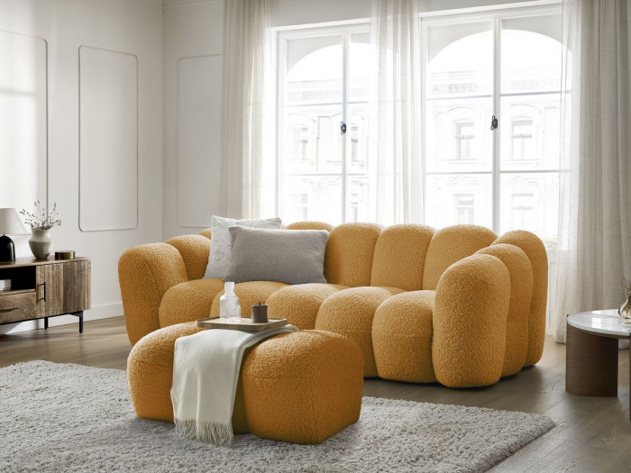 Canapé droit fixe 3 places HIPPOLYTE avec pouf