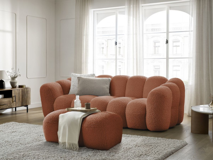 Canapé droit fixe 3 places HIPPOLYTE avec pouf