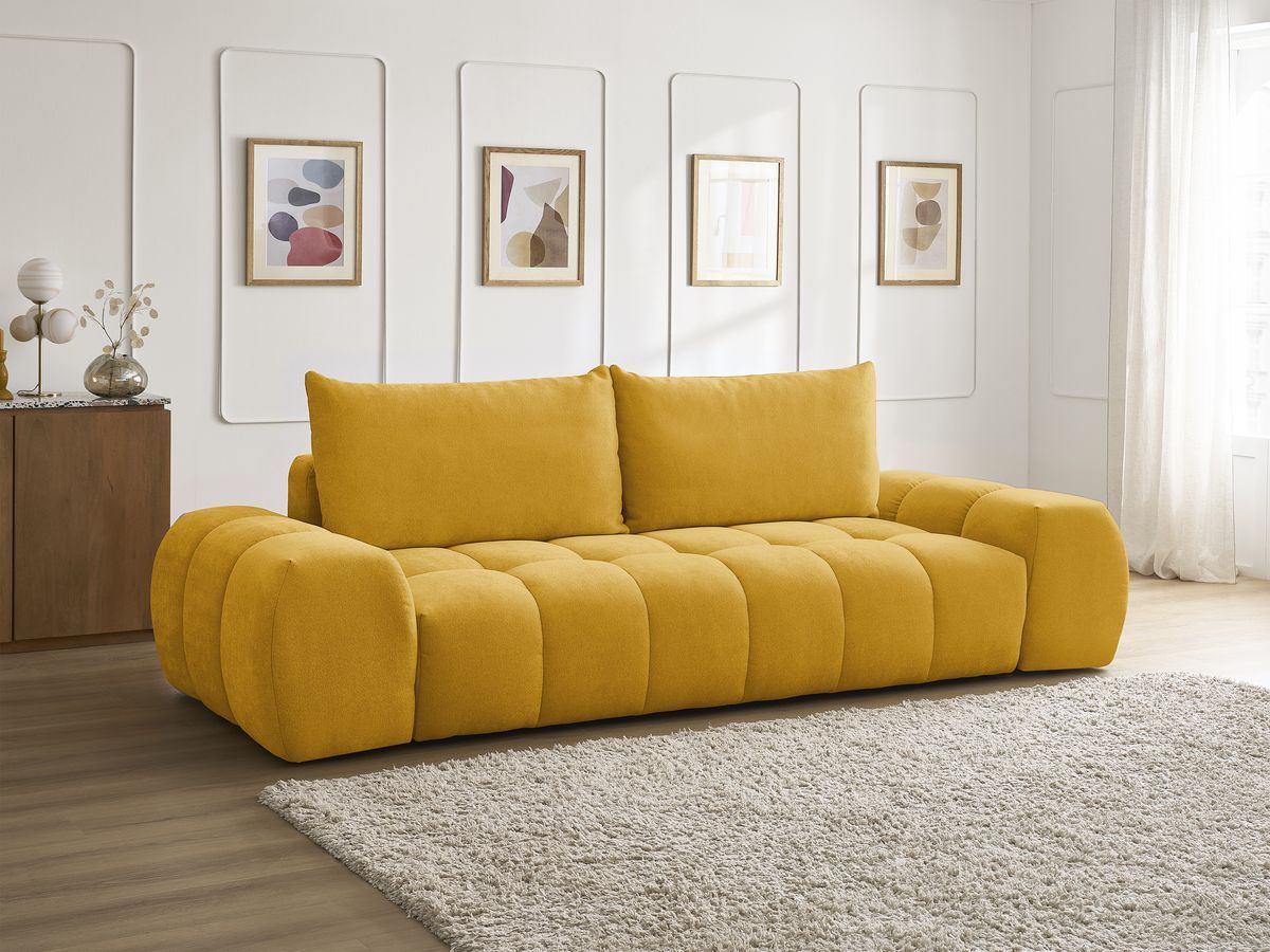 Canapé droit 3 places EVEREST texturé jaune — vue 6