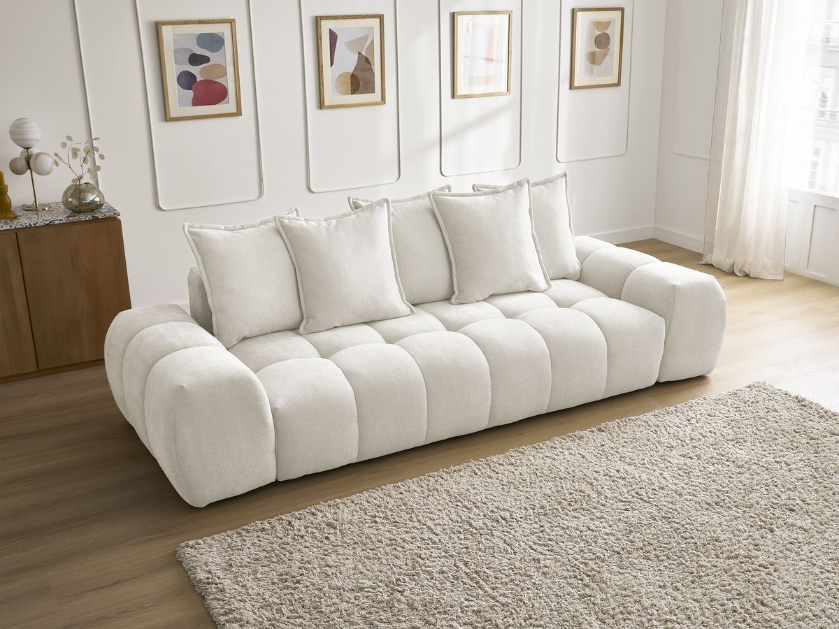Canapé droit fixe 3 places EVEREST tissu texturé