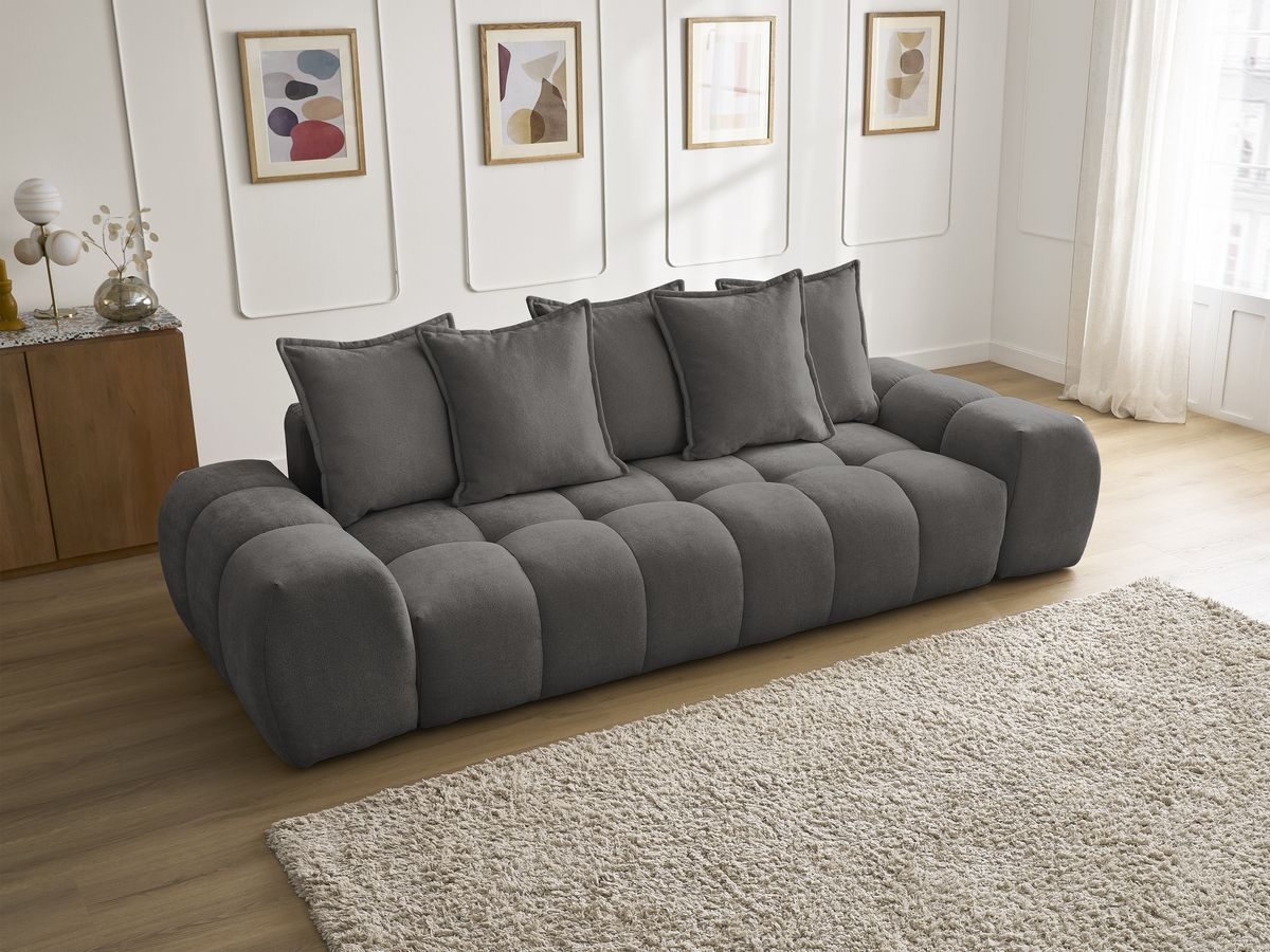 Canapé droit fixe 3 places EVEREST tissu texturé