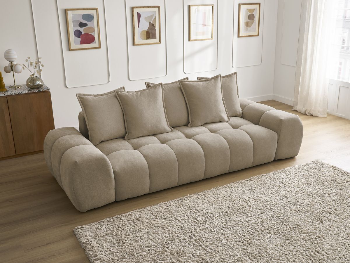 Canapé droit fixe 3 places EVEREST tissu texturé