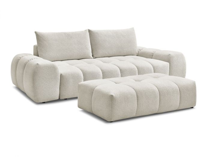 Canapé droit fixe 3 places EVEREST tissu chiné avec pouf