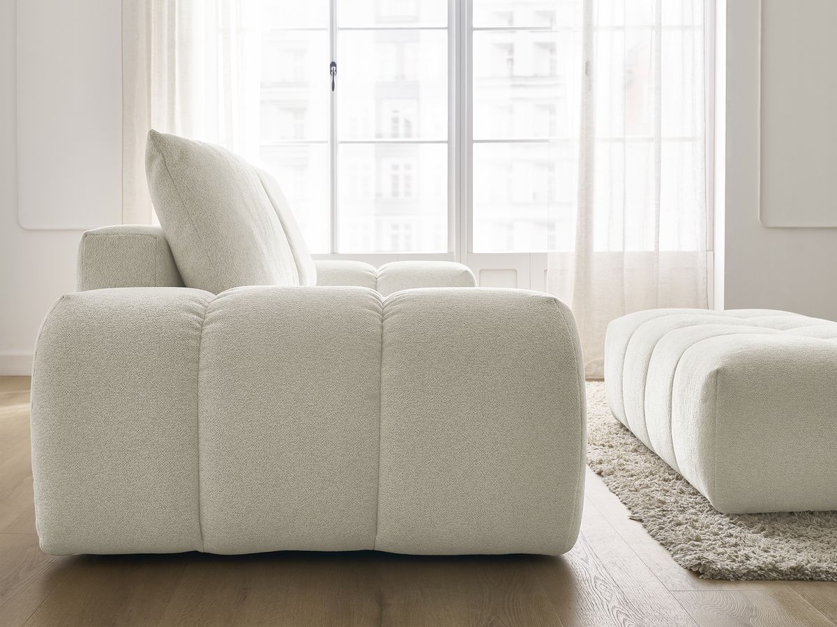 Canapé droit fixe 3 places EVEREST tissu chiné avec pouf