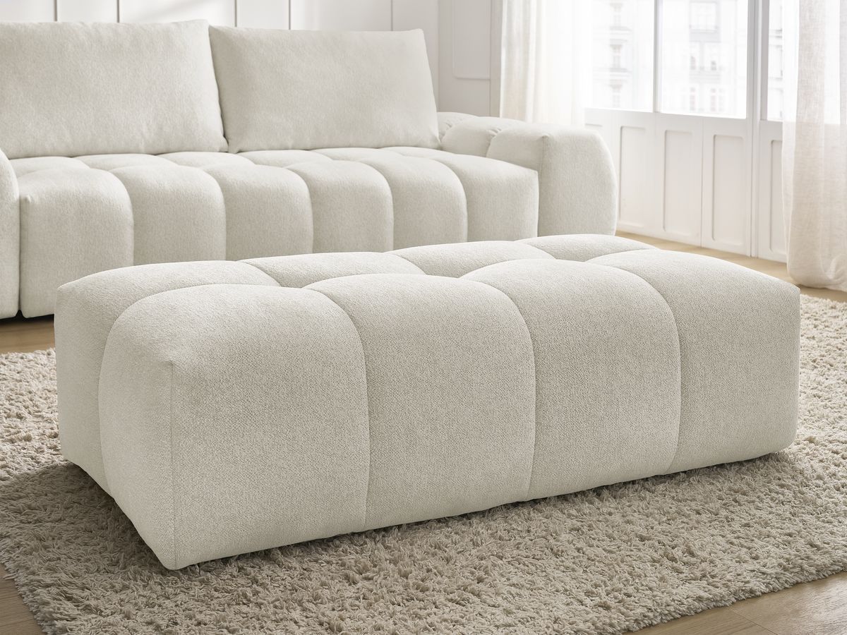 Canapé droit fixe 3 places EVEREST tissu chiné avec pouf