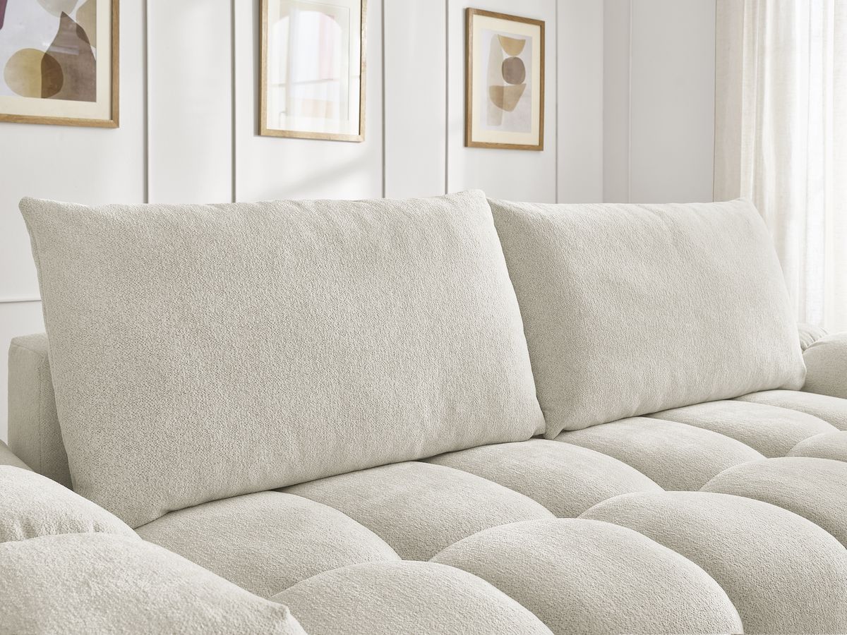 Canapé droit fixe 3 places EVEREST tissu chiné avec pouf