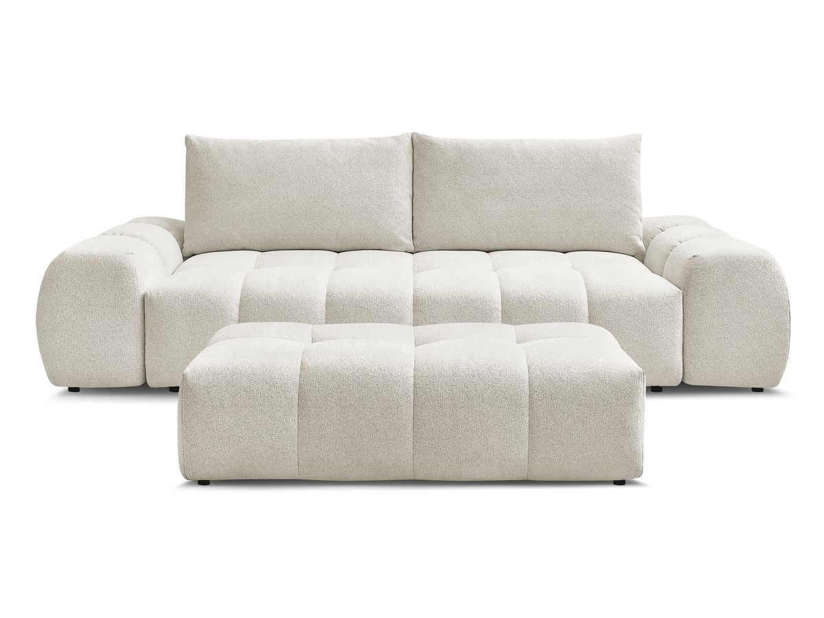 Canapé droit fixe 3 places EVEREST tissu chiné avec pouf
