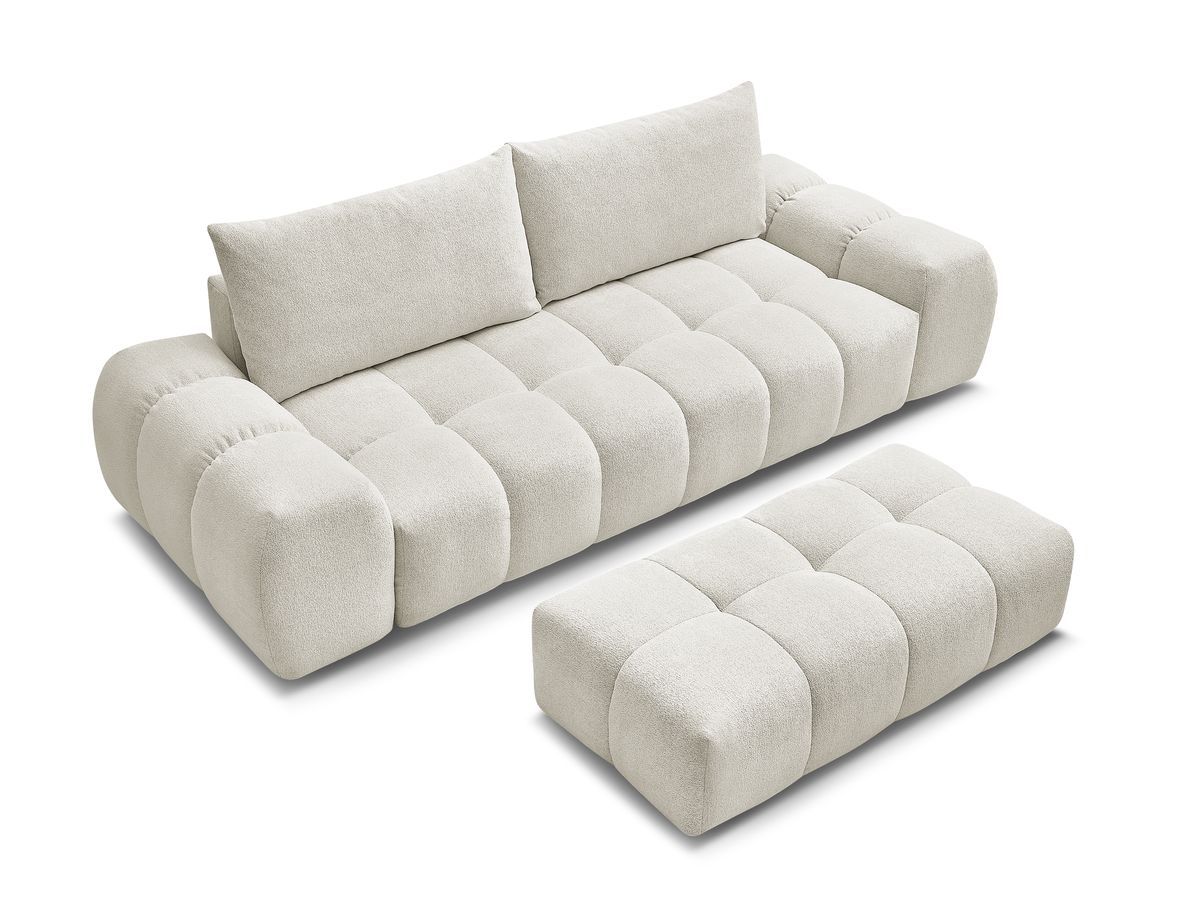 Canapé droit fixe 3 places EVEREST tissu chiné avec pouf