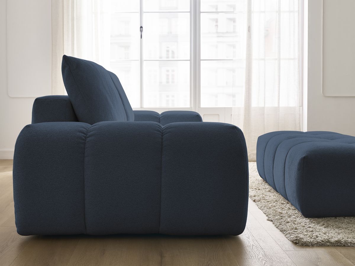 Canapé droit fixe 3 places EVEREST tissu chiné avec pouf