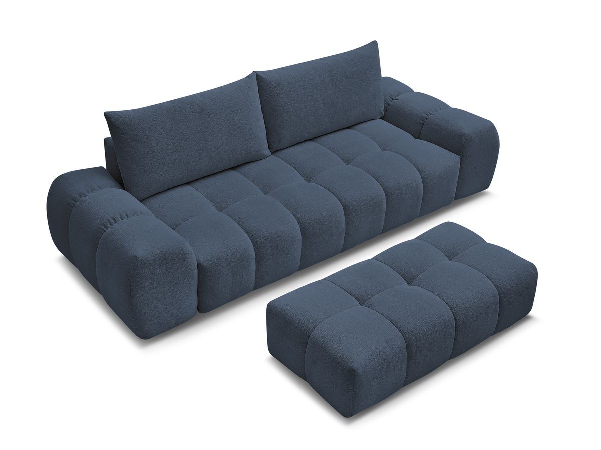 Canapé droit fixe 3 places EVEREST tissu chiné avec pouf