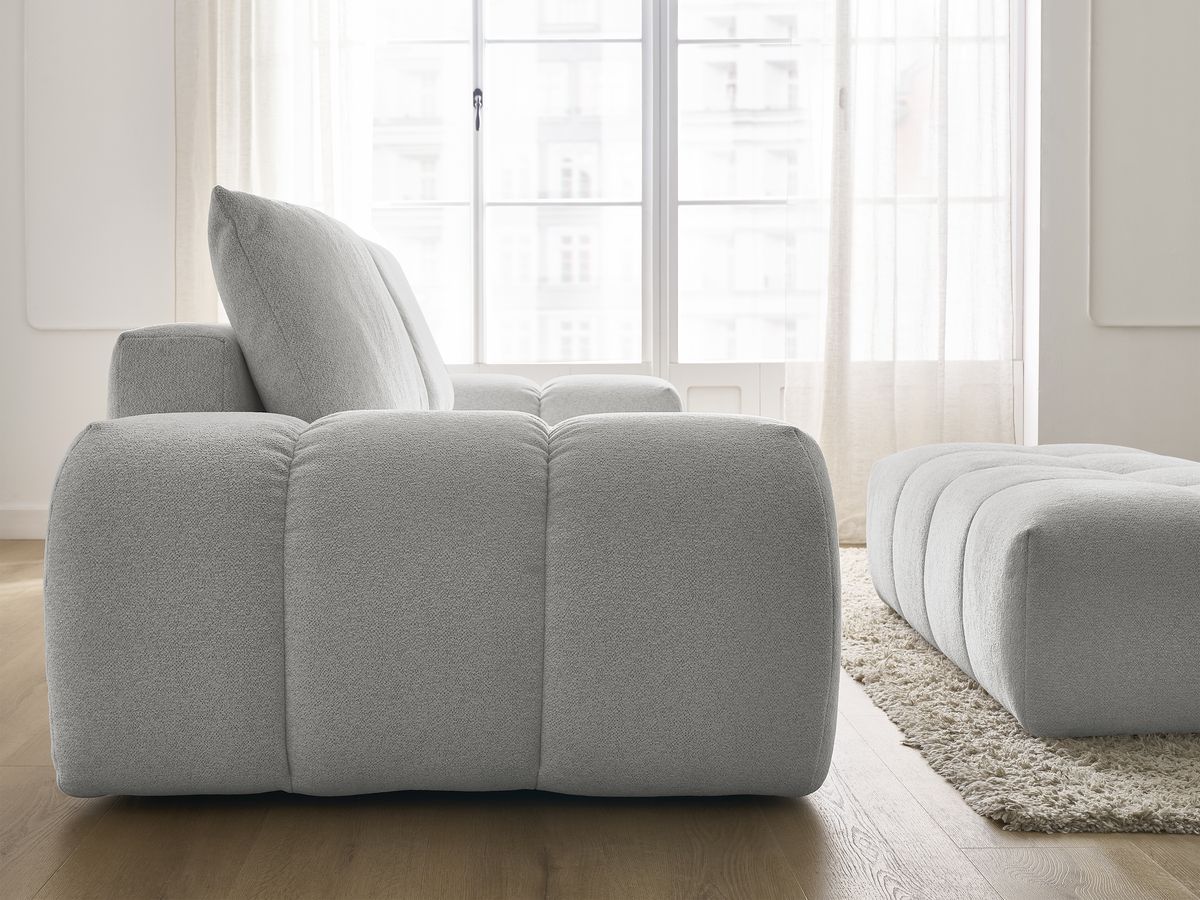 Canapé droit fixe 3 places EVEREST tissu chiné avec pouf