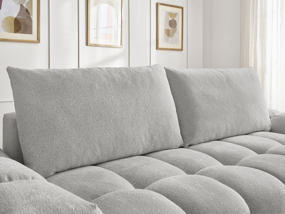 Canapé droit fixe 3 places EVEREST tissu chiné avec pouf
