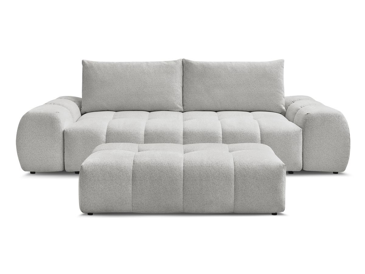 Canapé droit fixe 3 places EVEREST tissu chiné avec pouf