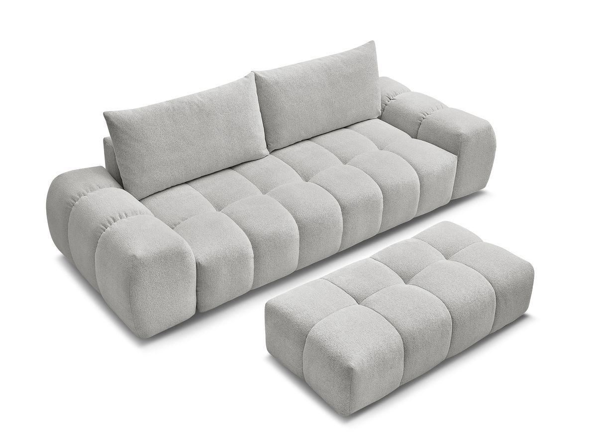 Canapé droit fixe 3 places EVEREST tissu chiné avec pouf