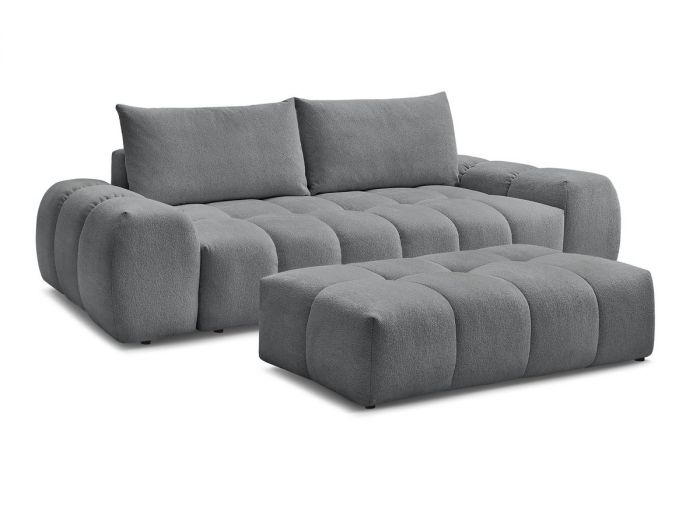 Canapé droit fixe 3 places EVEREST tissu chiné avec pouf