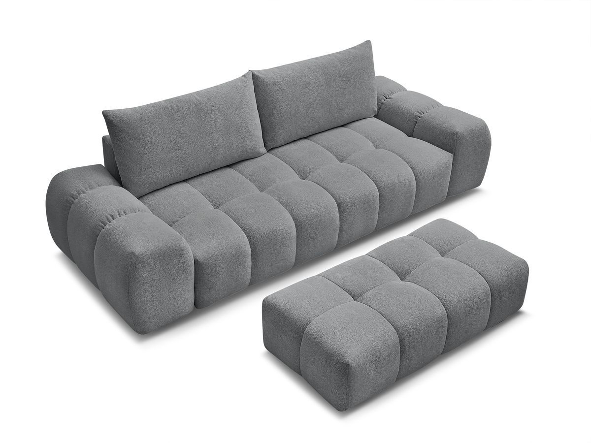 Canapé droit fixe 3 places EVEREST tissu chiné avec pouf