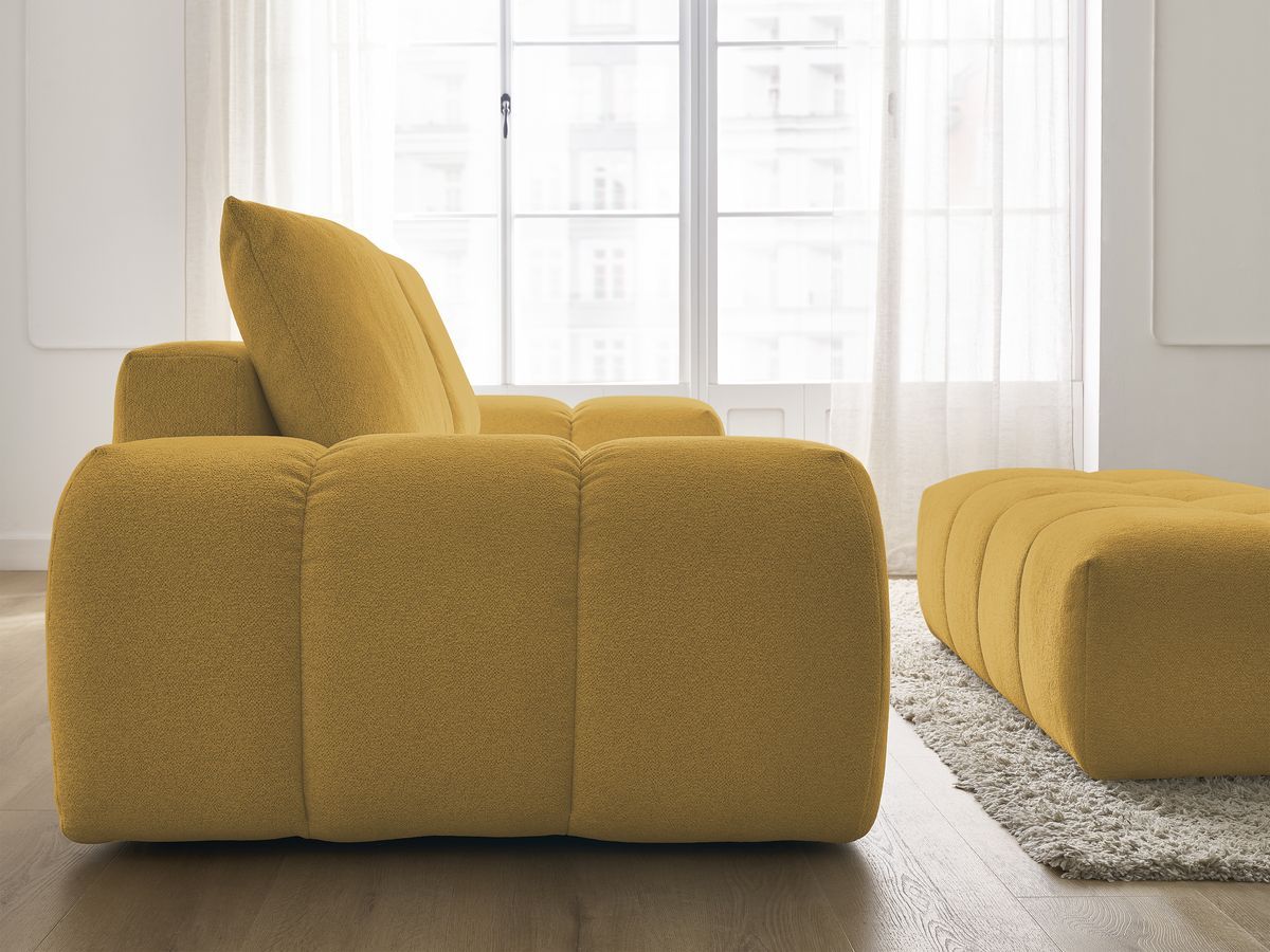 Canapé droit fixe 3 places EVEREST tissu chiné avec pouf