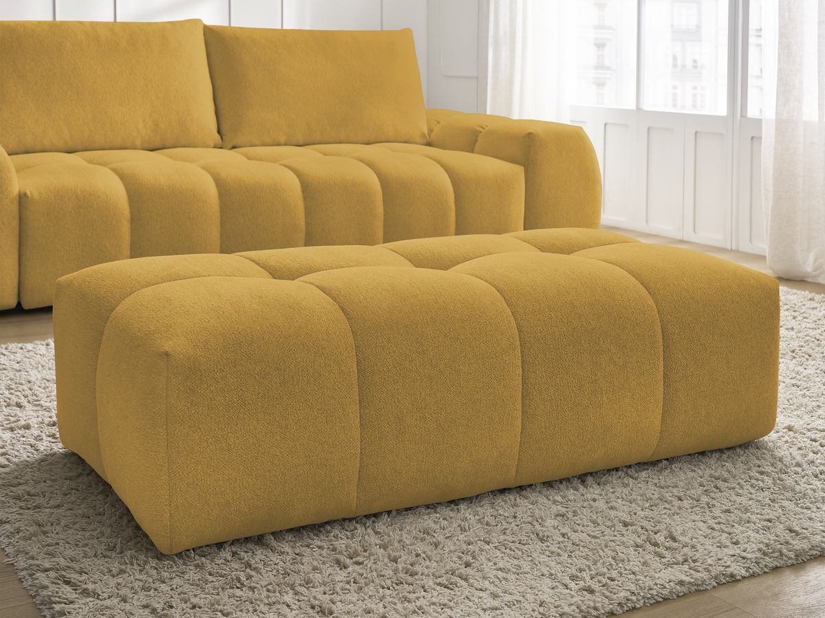 Canapé droit fixe 3 places EVEREST tissu chiné avec pouf