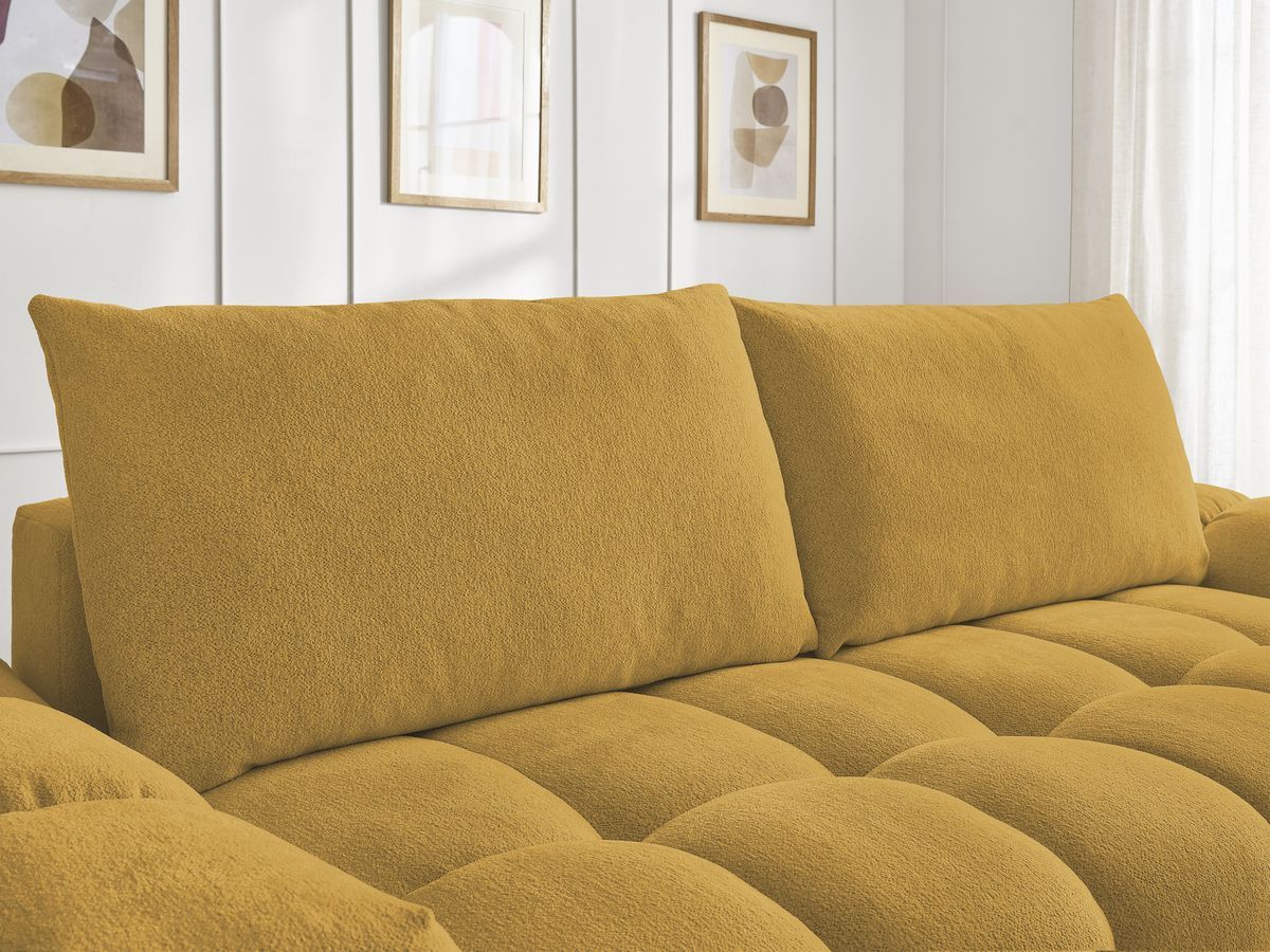 Canapé droit fixe 3 places EVEREST tissu chiné avec pouf