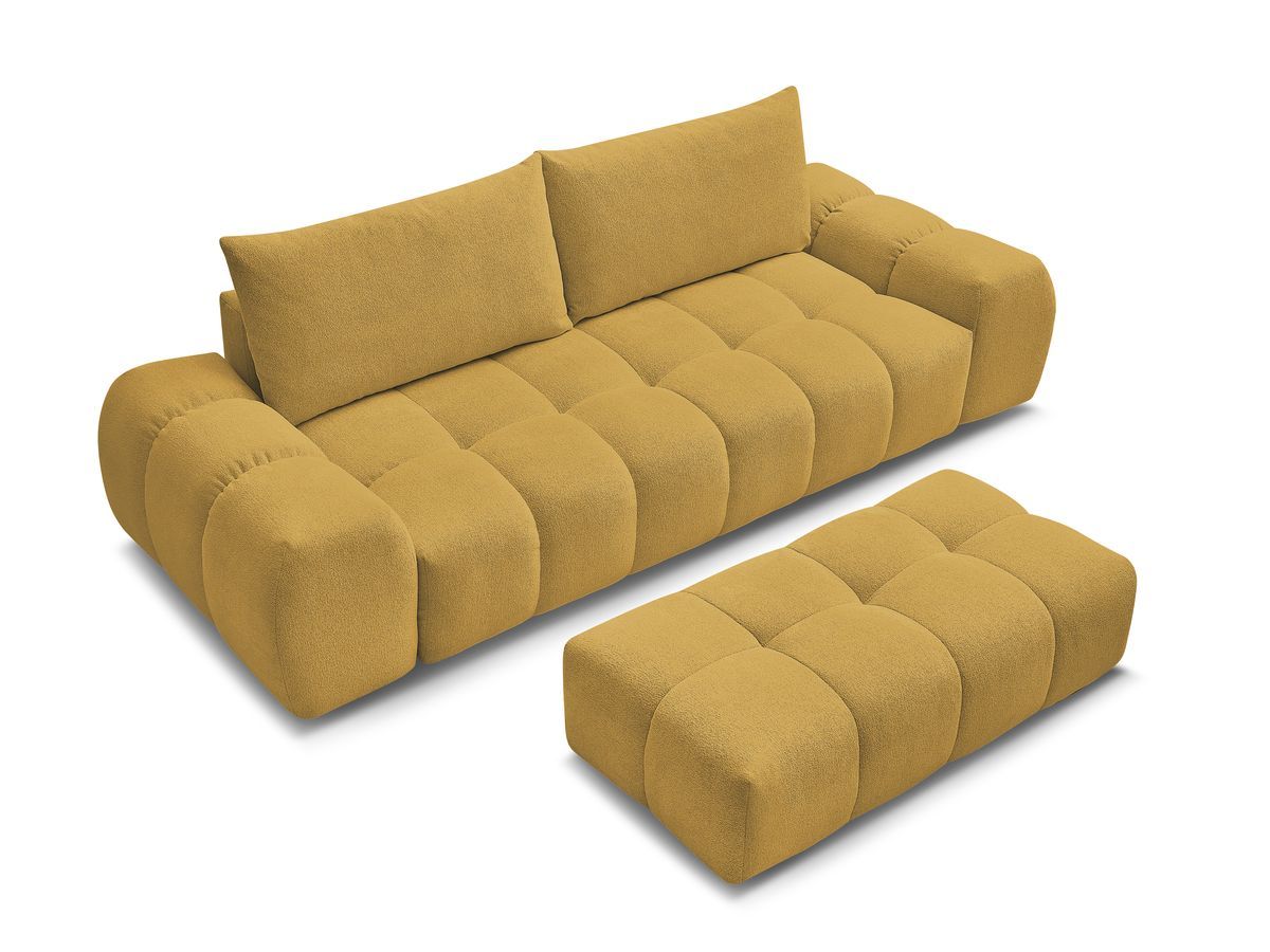 Canapé droit fixe 3 places EVEREST tissu chiné avec pouf