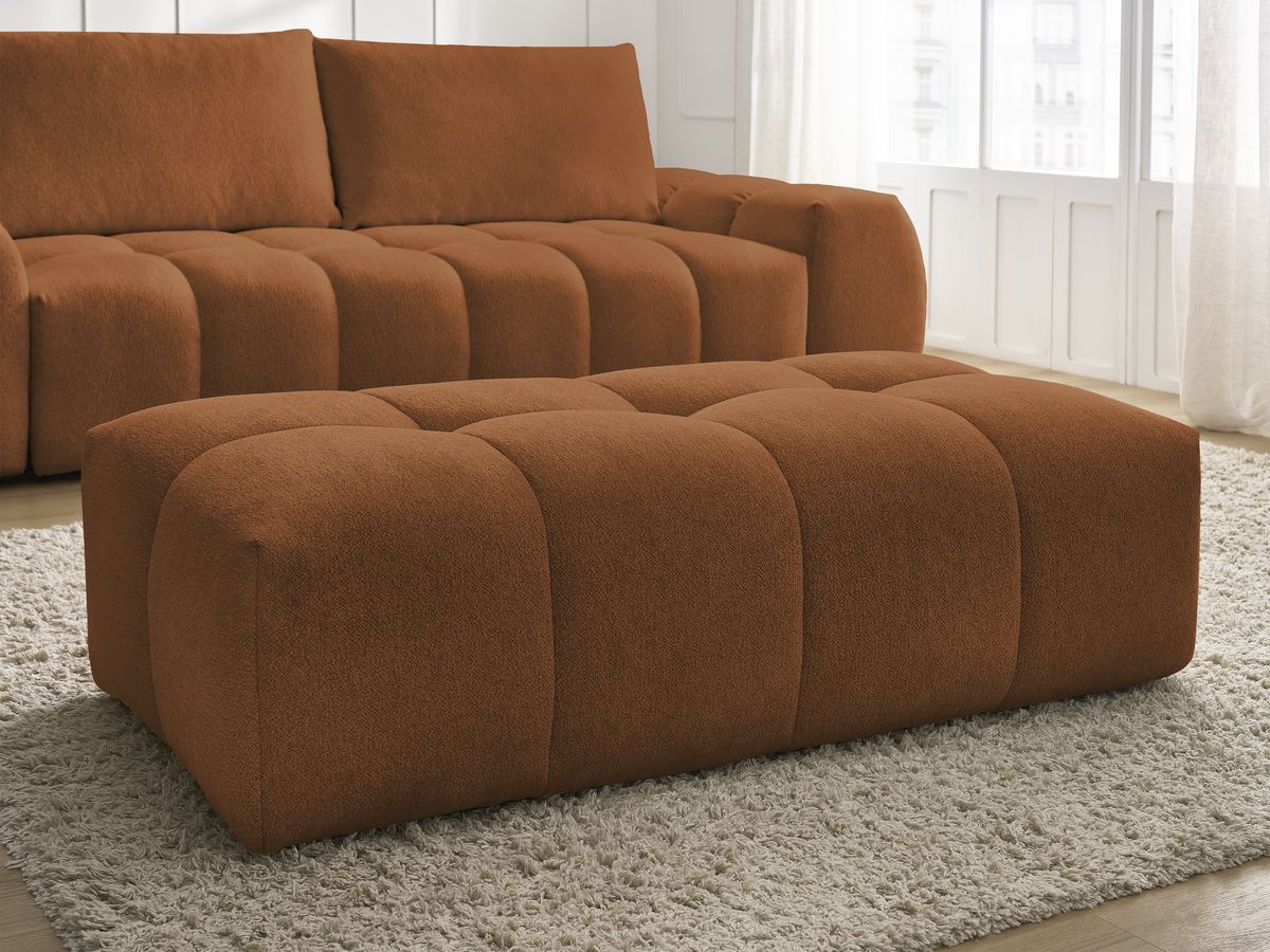 Canapé droit fixe 3 places EVEREST tissu chiné avec pouf