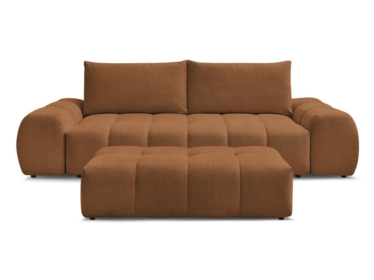 Canapé droit fixe 3 places EVEREST tissu chiné avec pouf