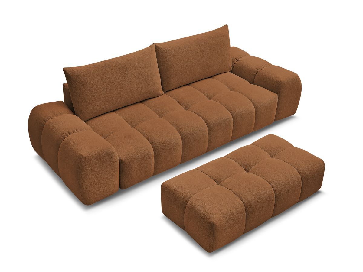 Canapé droit fixe 3 places EVEREST tissu chiné avec pouf