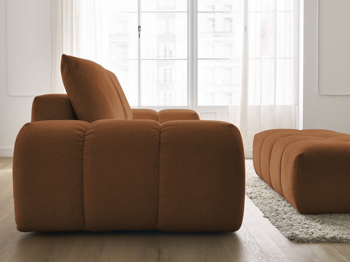 Canapé droit fixe 3 places EVEREST tissu chiné avec pouf