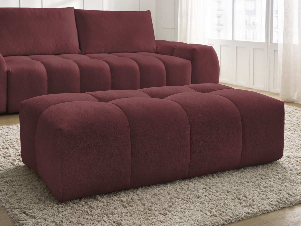 Canapé droit fixe 3 places EVEREST tissu chiné avec pouf