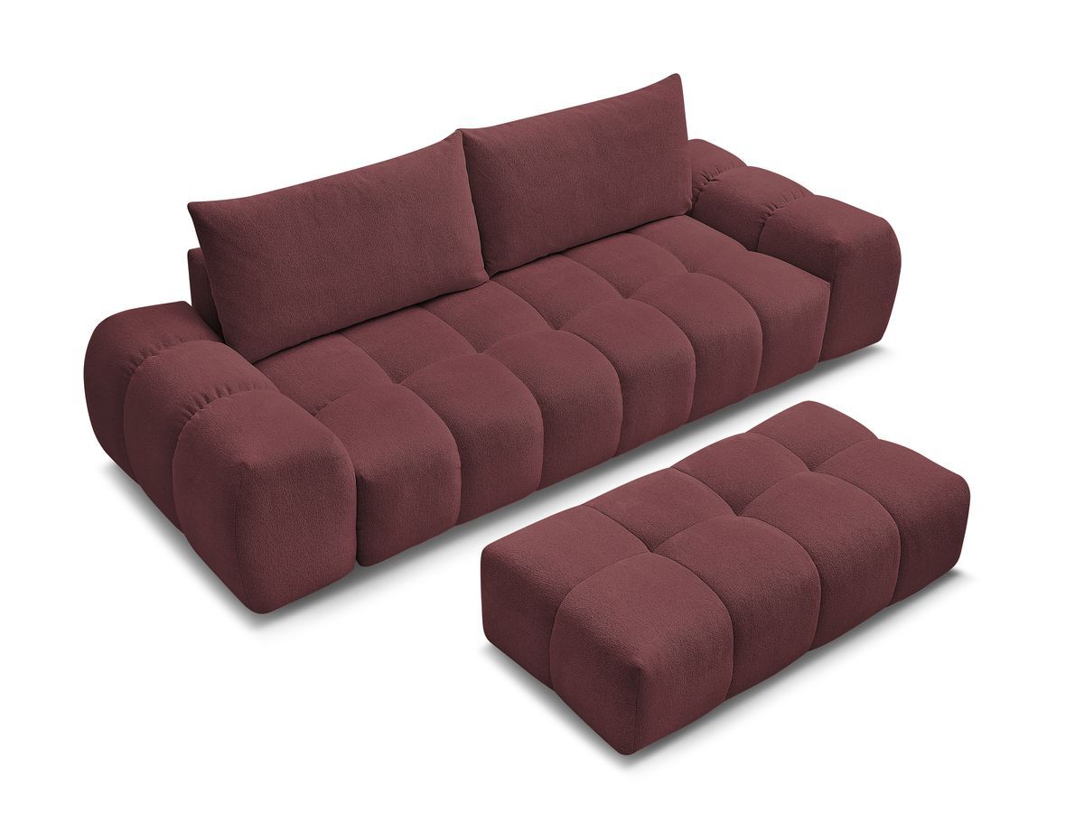 Canapé droit fixe 3 places EVEREST tissu chiné avec pouf