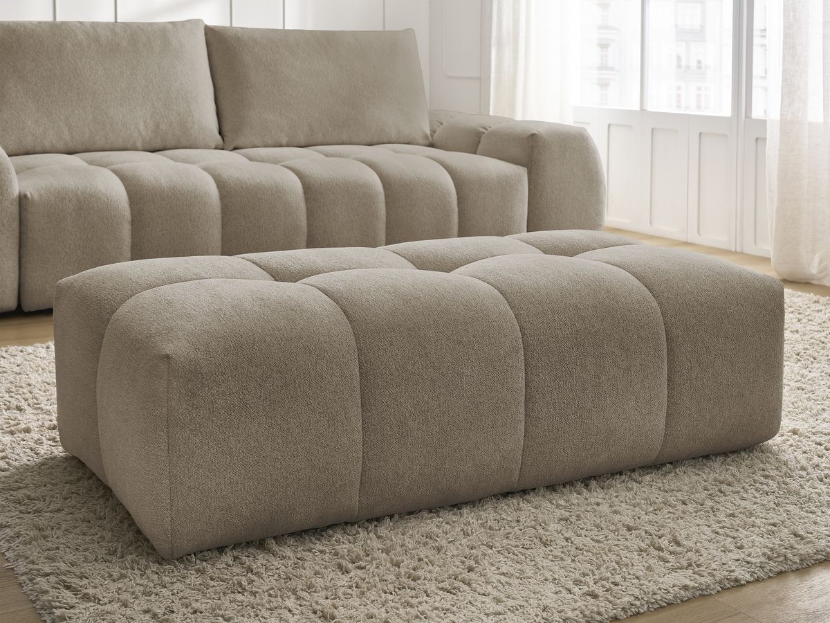 Canapé droit fixe 3 places EVEREST tissu chiné avec pouf