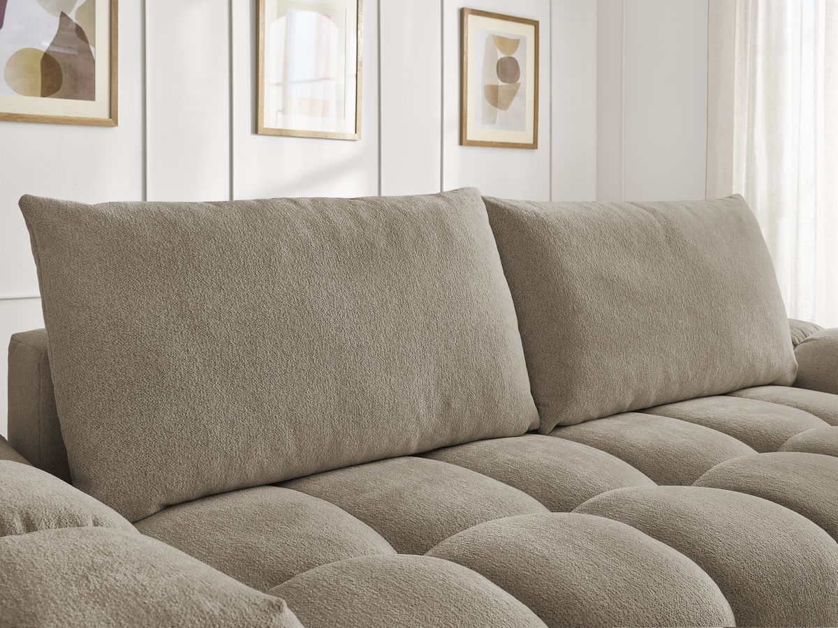 Canapé droit fixe 3 places EVEREST tissu chiné avec pouf