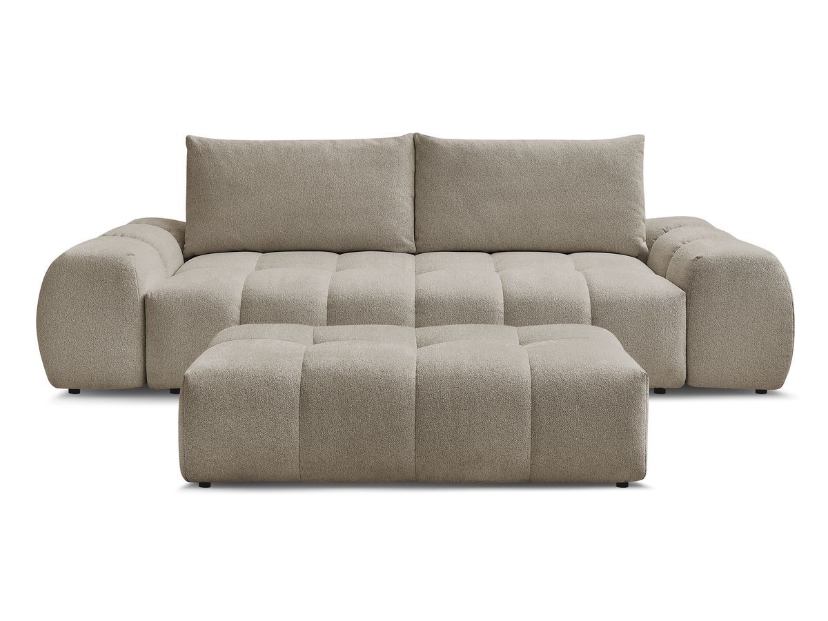 Canapé droit fixe 3 places EVEREST tissu chiné avec pouf