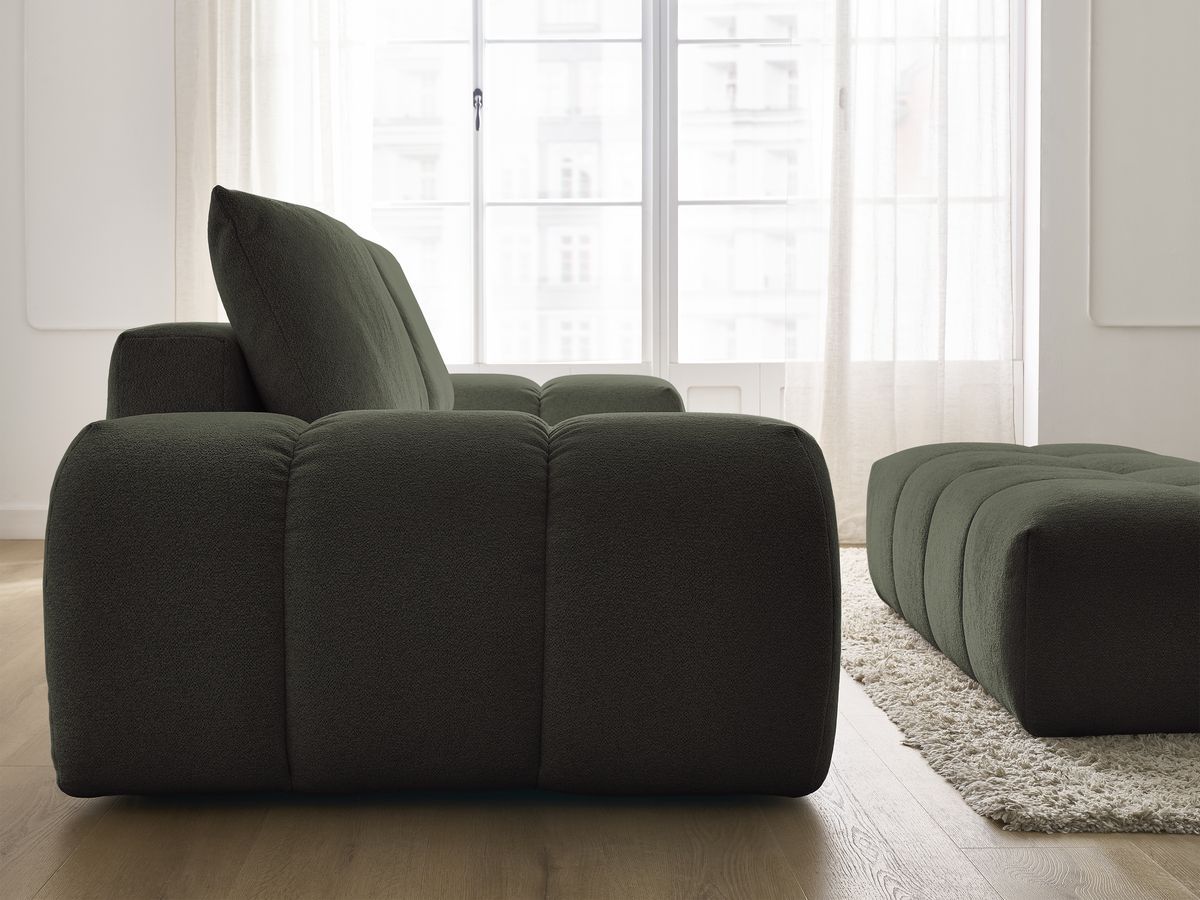 Canapé droit fixe 3 places EVEREST tissu chiné avec pouf