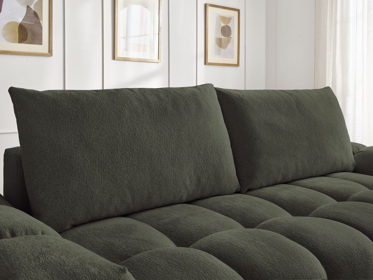 Canapé droit fixe 3 places EVEREST tissu chiné avec pouf