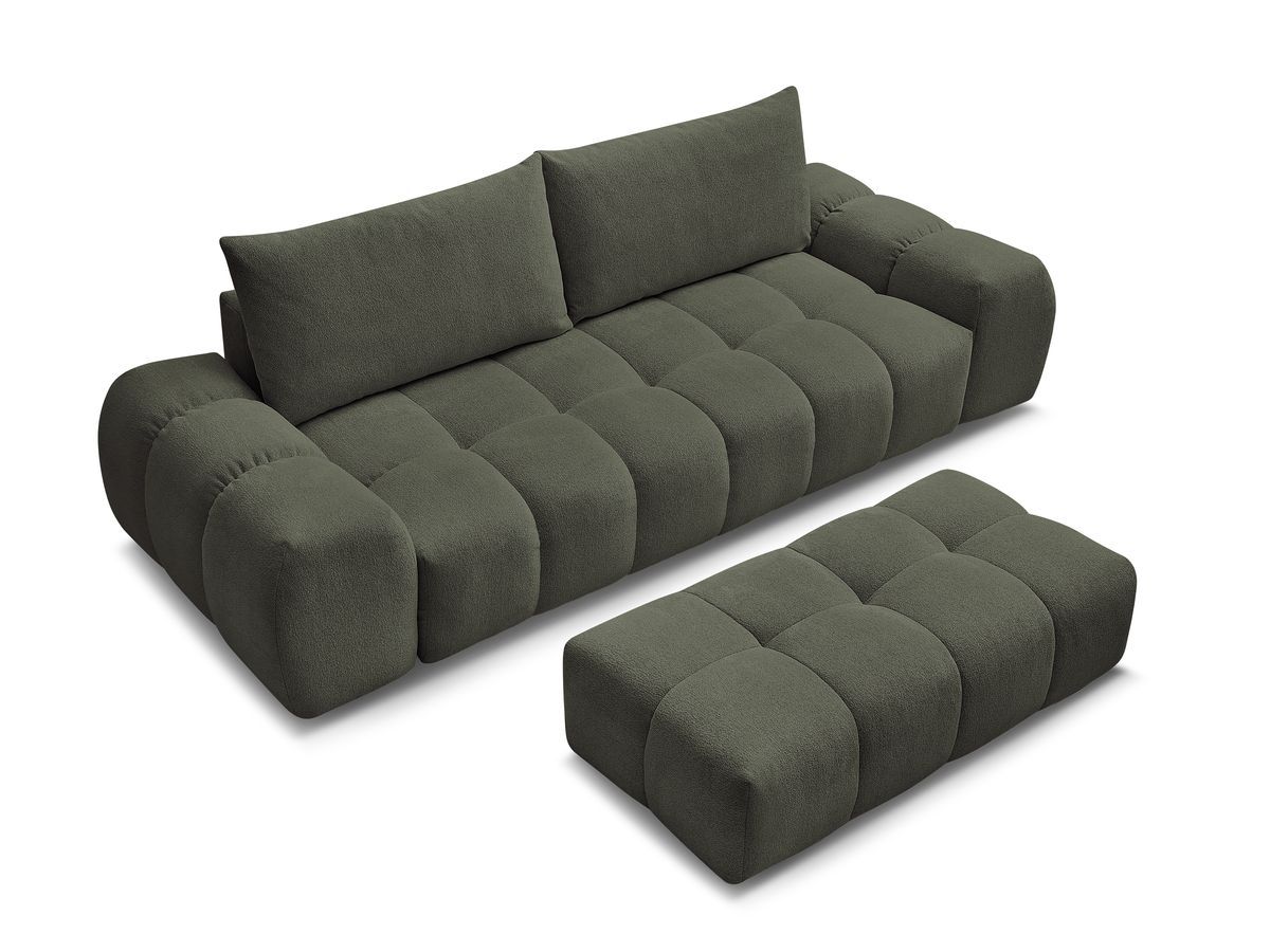 Canapé droit fixe 3 places EVEREST tissu chiné avec pouf
